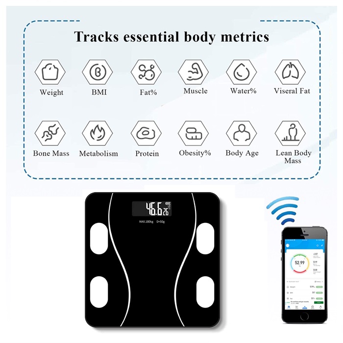 Buy Body Fat Scale Bluetooth Body Scales Smart 12In1 Digital Weight